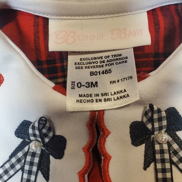 Vintage Bonnie Baby Scottie Dog Dress Christmas Plaid Red and Black size 0 to 3 - Picture 4 of 4